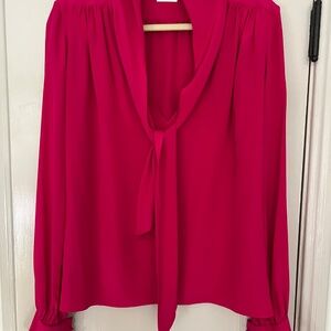Saint Laurent Fuchsia Hot Pink Silk Top Blouse
